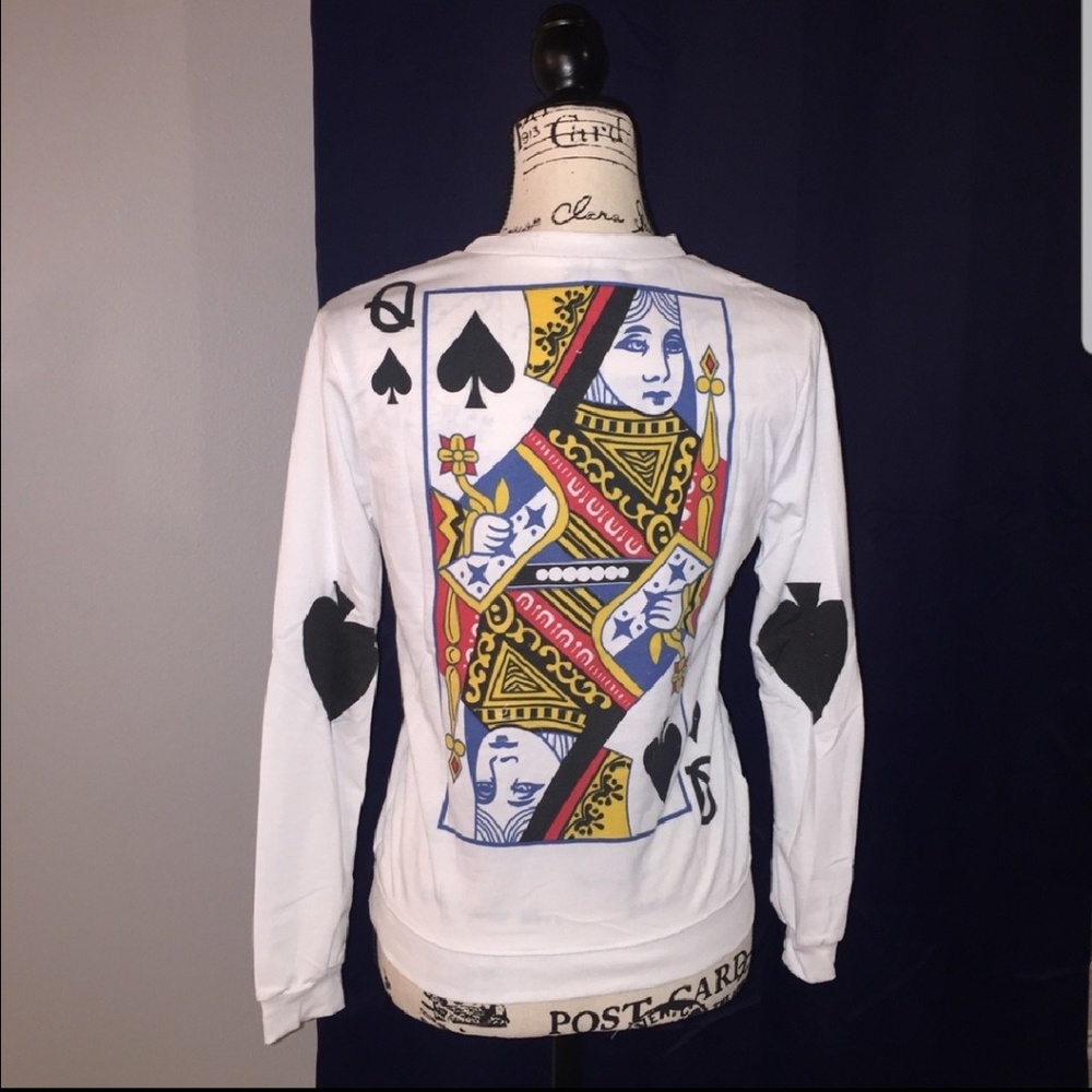 Queen poker card long sleeve t-shirt